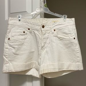 White Denim Shorts Button Fly